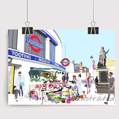 Impresión del arte de la estación de Tooting Broadway - tamaño A4