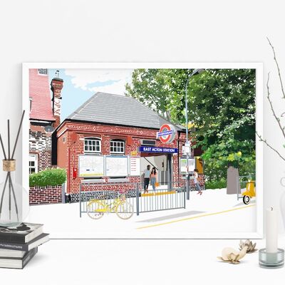 East Acton Station Art Print - Format A4