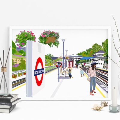 North Acton Station Art Print - A4 Size