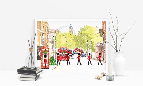 Christmas in London - Holiday Art Print - A4 Size