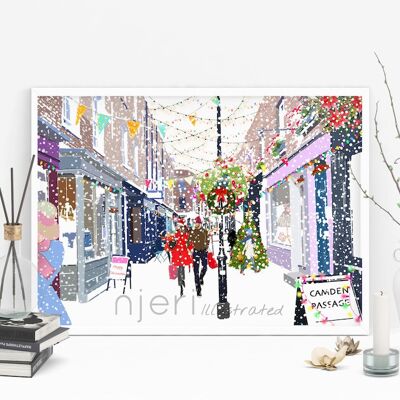 Camden Passage Christmas - Holiday Art Print - Format A4