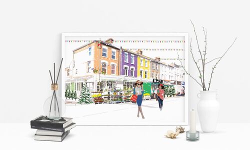 Northcote Road Christmas - Holiday Art Print - A4 Size