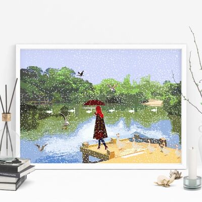 Tooting Bec Common Christmas - Holiday Art Print - A4 Size