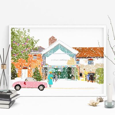 Farmham Maltings Christmas - Holiday Art Print - A4 Size