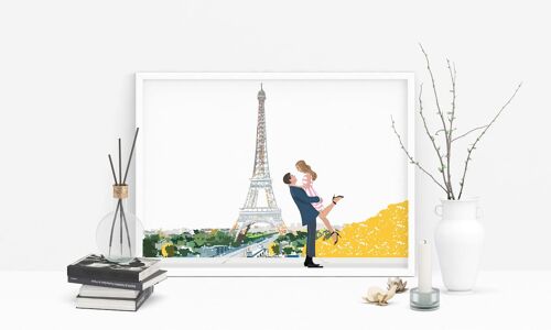 Love in Paris - Valentine's Day Art Print - A4 size