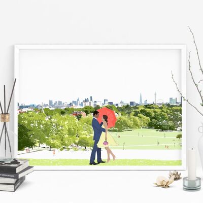 Love at Primrose Hill - Valentine's Day Art Print - A4 Size
