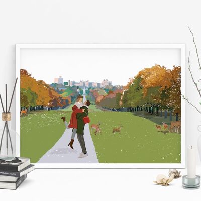 Love on the Long Walk - Impresión de arte del día de San Valentín - Tamaño A4