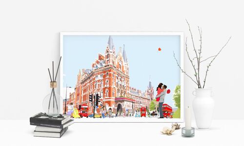 Love at St. Pancras - Valentine's Day Art Print - A4 Size