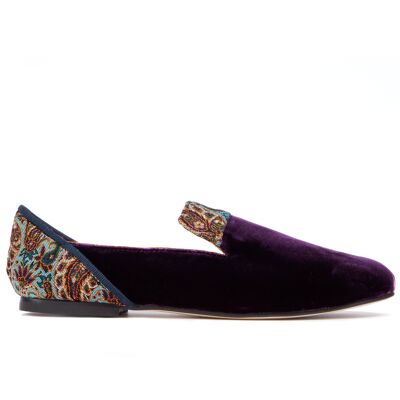 Persian Garden of Yazd Purple Velvet Loafers