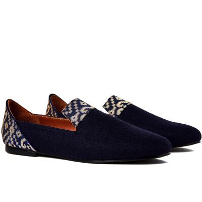 Golden Star of Banaras Blue Wool Loafers