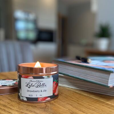 Strawberry & Lily Tin Candle