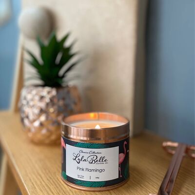 Pink Flamingo Tin Candle