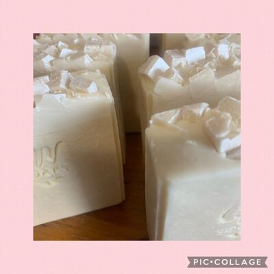 Coconut Blast Soap Bar topped with fresh coconut