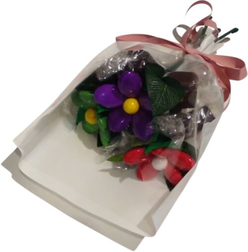Mini bouquet de chocolats et dragées chocolat couleurs assorties