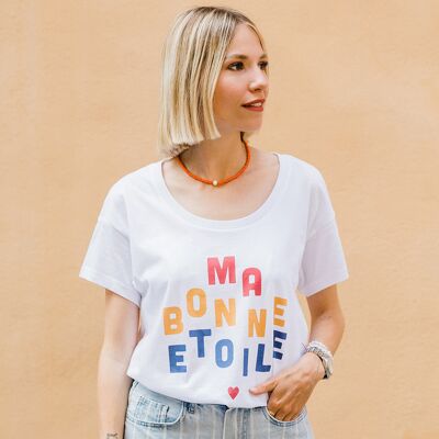 T-shirt da donna con slogan Ma Bonne Étoile - in cotone biologico