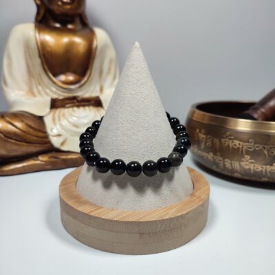 Bracelet Obsidienne Dorée 8mm