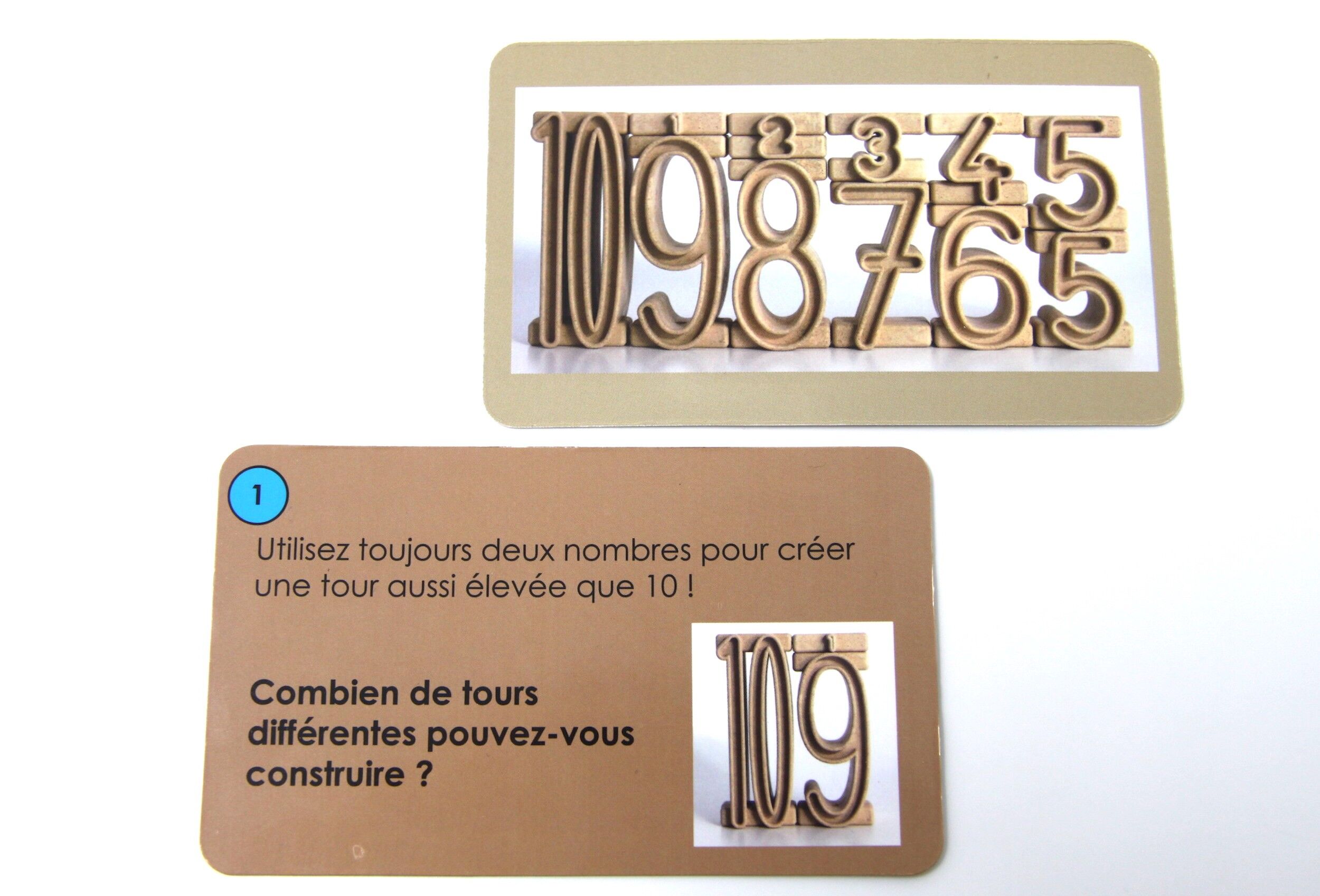 Carte compito per i numeri della pila (francese) (42 pezzi) | Imparare la matematica dei blocchi di costruzione dei numeri