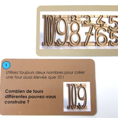 Tarjetas de tareas para los números de la pila (francés) (42 piezas) | Aprendiendo matemáticas de bloques de construcción de números