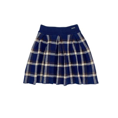 Gonna a pieghe tartan blu navy