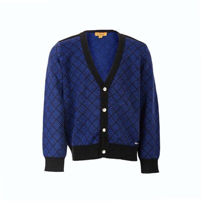 Cardigan bleu royal à chevrons pour garçon