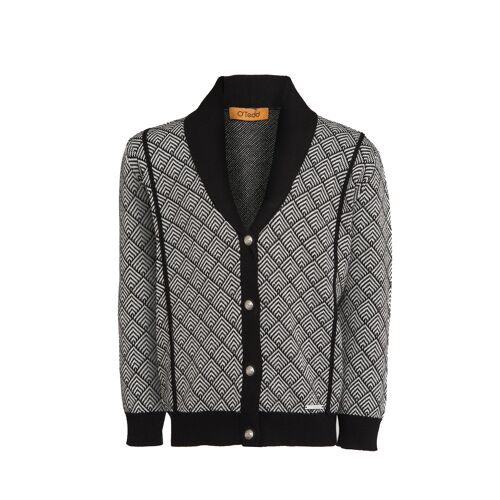 Cowl Neck Boys Cardigan Black Shawl Collar