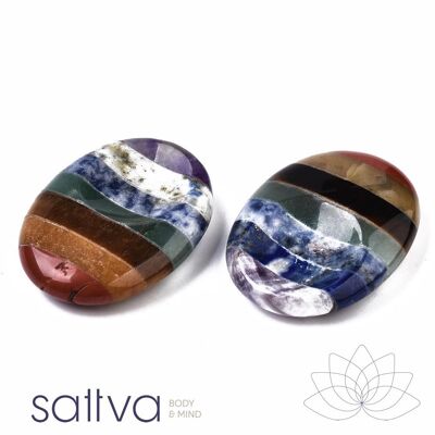 Roches Sattva | Chakra PRIDE Améthyste & Lapis Lazuli & Sodalite & Aventurine & Tigereye & Topaze Jade & Jaspis Worry Stone