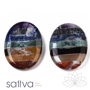 Roches Sattva | Chakra PRIDE Améthyste & Lapis Lazuli & Sodalite & Aventurine & Tigereye & Topaze Jade & Jaspis Worry Stone 3