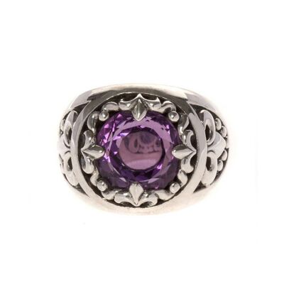 Ring silver color amethyst rock sacred union