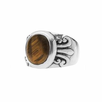 Bague argent ethnique orientale œil de tigre 2