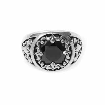 Black sacred union silver ring