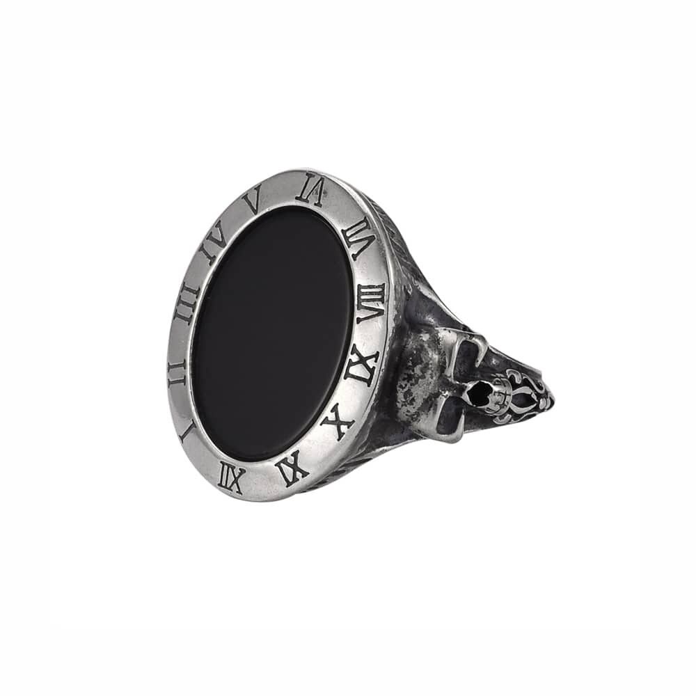 Buy wholesale Signet ring silver stone onyx skulls memori mento