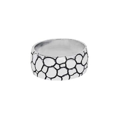 Anillo moderno de plata de carey para hombre.