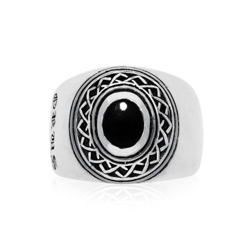 Bague homme argent ethnique tribal onyx 1