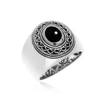 Bague homme argent ethnique tribal onyx 2