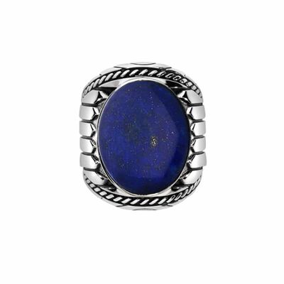 Men's silver lapis indiana ring