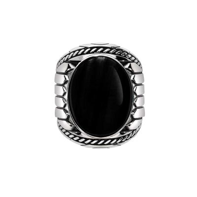 Indiana onyx silver men's ring