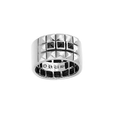 Men's punk silver and stone ring