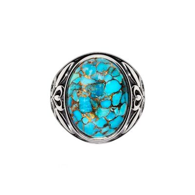 Men's silver ring with turquoise stone symbol