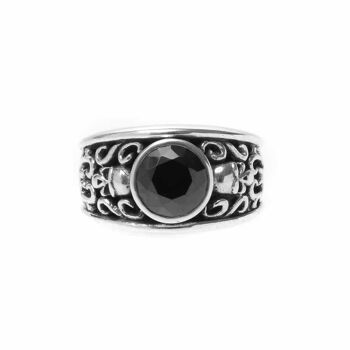 Bague homme argent tête de mort noire solo skulls 1