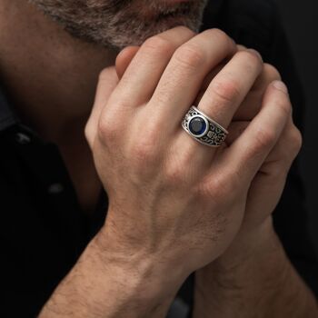 Bague homme argent tête de mort noire solo skulls 2