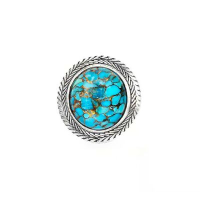 Men's Silver Turquoise Buddha Ring