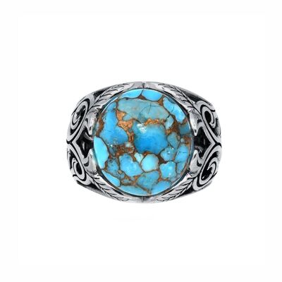 Men's silver turquoise jungle ring