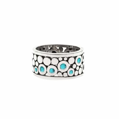 Men's silver circle ring with turquoise stone