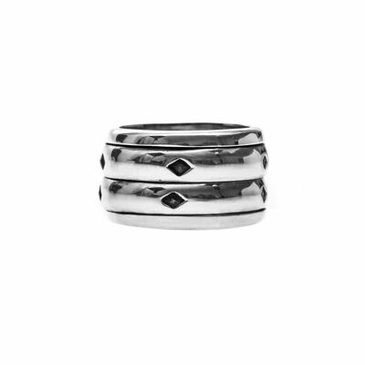 Men's silver double band ring