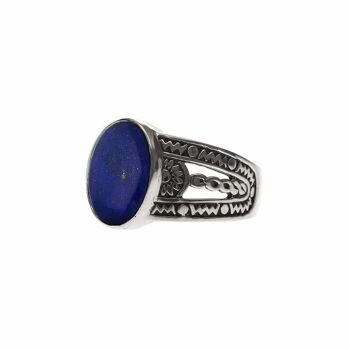 Bague homme ethnique lapis argent 3