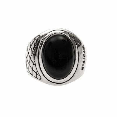 Anello da uomo asimmetrico in onice d'argento