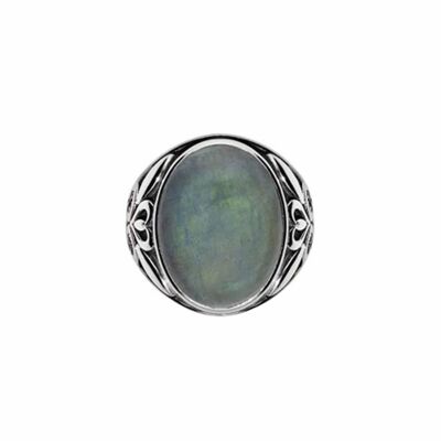 Bague homme symbol argent labradorite