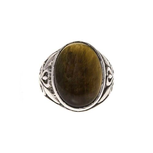 Bague homme symbol argent pierre œil de tigre