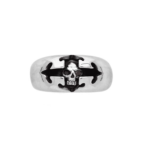 Bague homme tête de croix argent