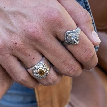 Bague homme tête de mort indien argent 2